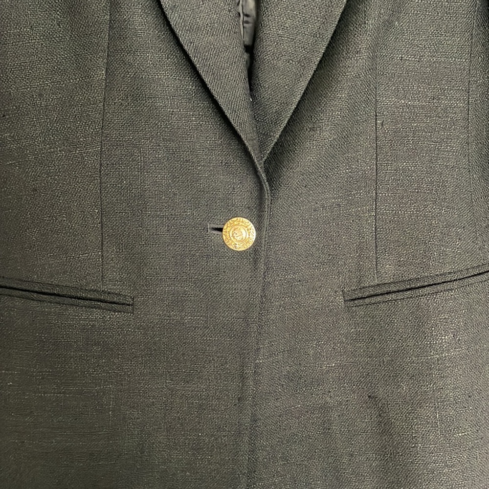 Nordstrom Black Silk Blazer with Gold Button | Petite 2 - Picture 3 of 7
